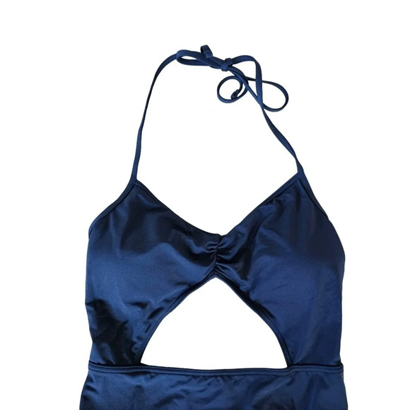 Abercrombie halter cut out one piece bathing suit monokini navy blue XS - Picture 6 of 11